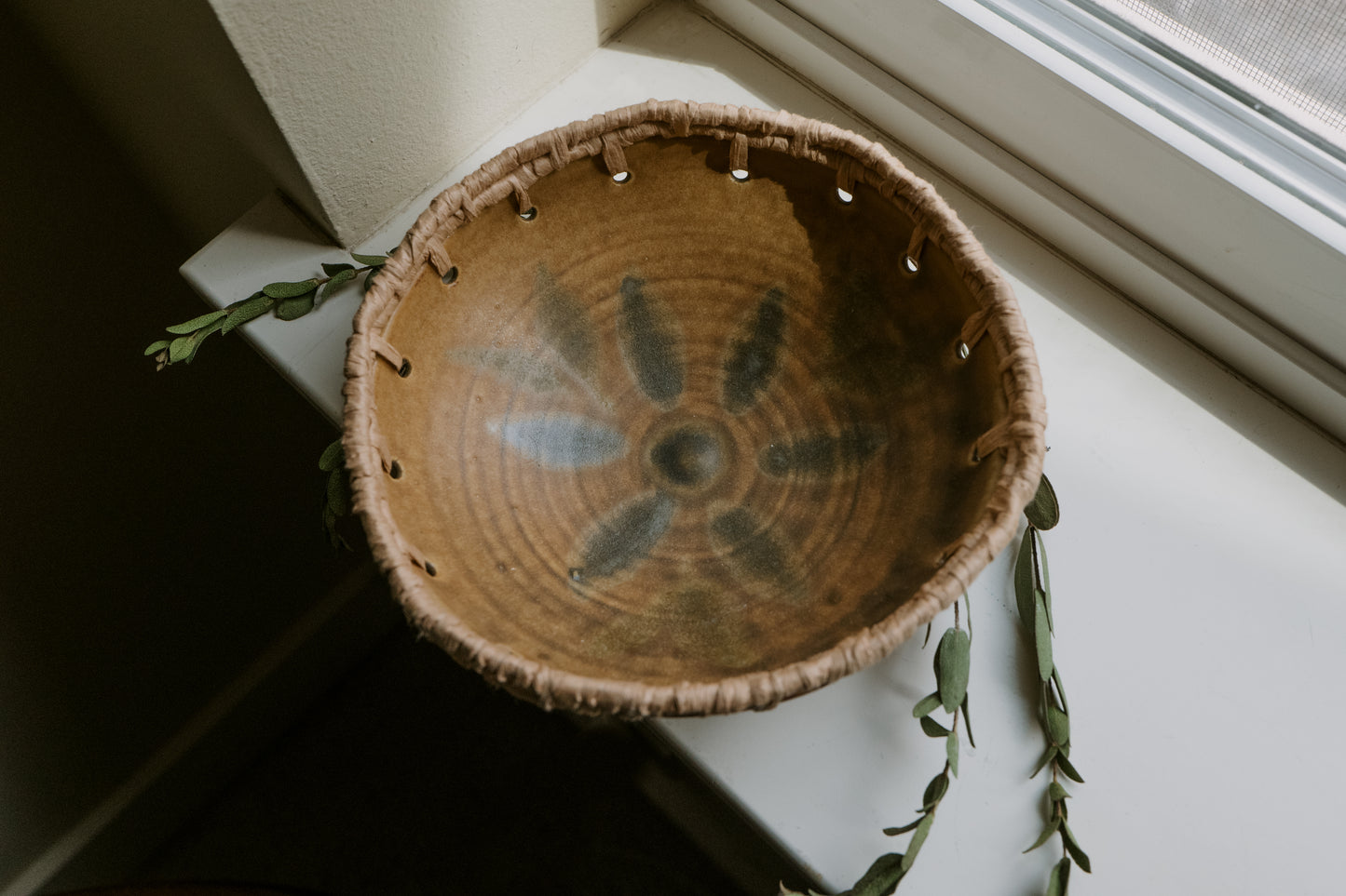 Flower Bowl With Woven Rim