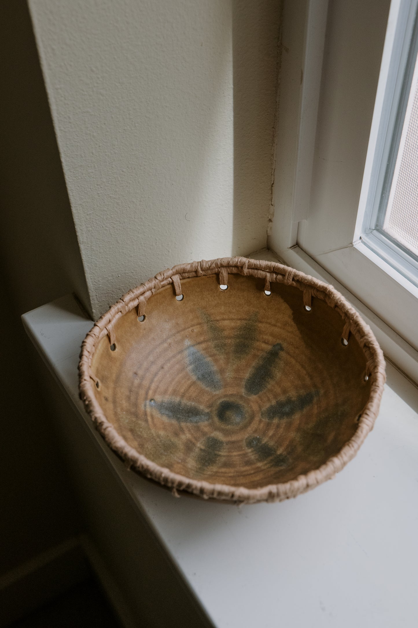 Flower Bowl With Woven Rim
