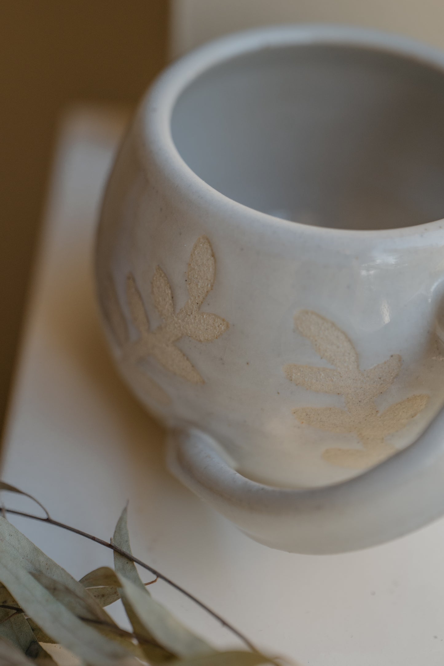 Leafy White Mug