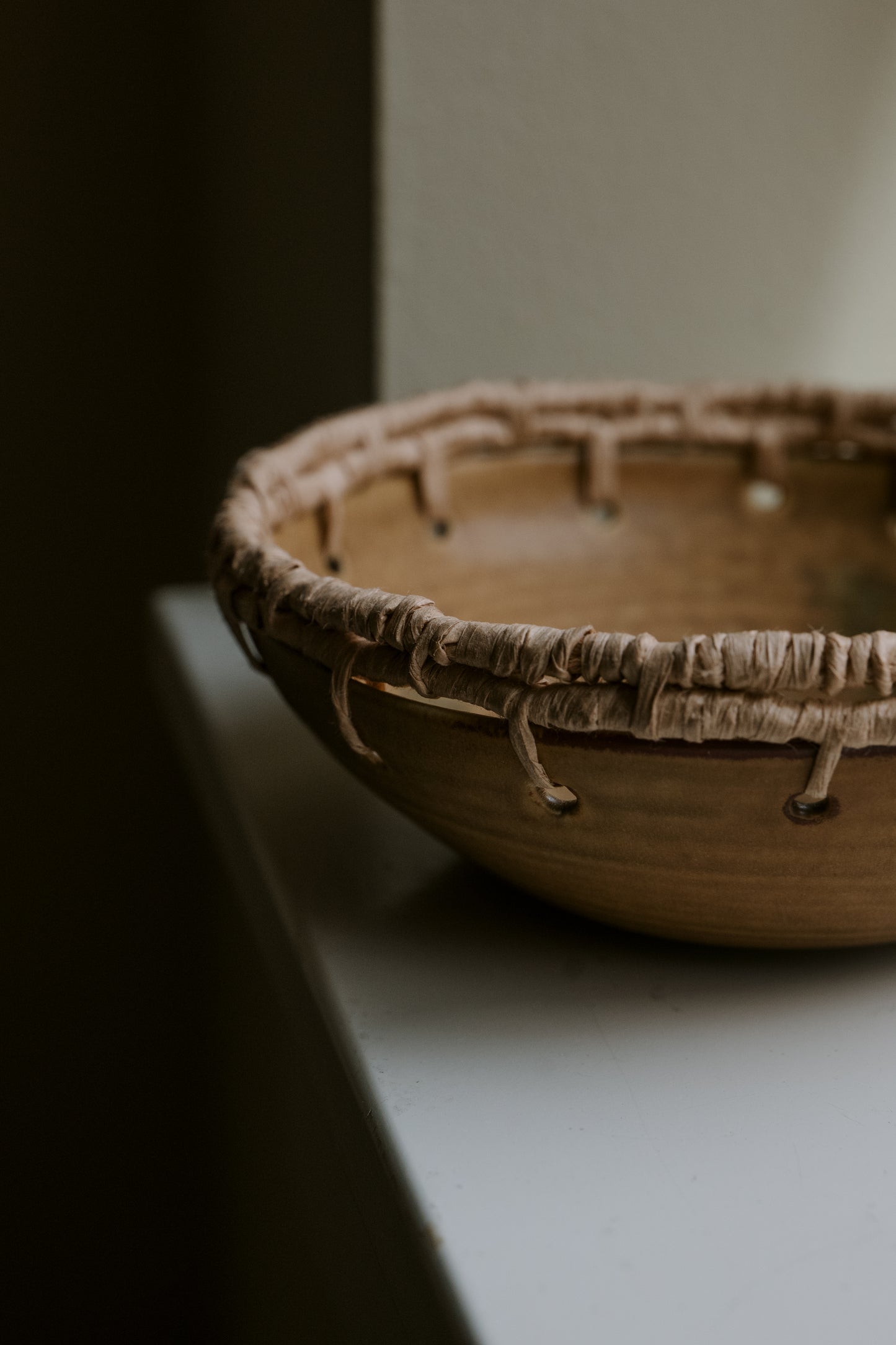 Flower Bowl With Woven Rim